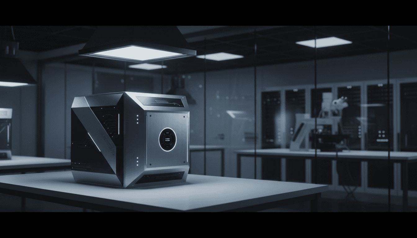 PolariQon quantum computing hardware unit displayed in modern laboratory setting
